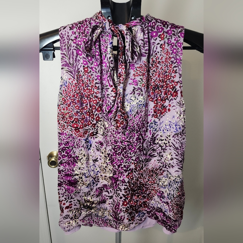 Floral Sleeveless Top - Purple and Red - Picture 3 of 6